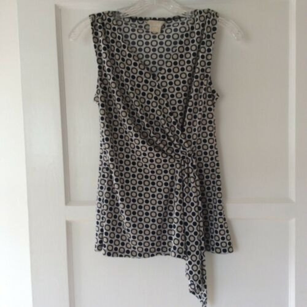 MICHAEL KORS Women's Faux Wrap Shirt Top Size S P Circles Sleeveless